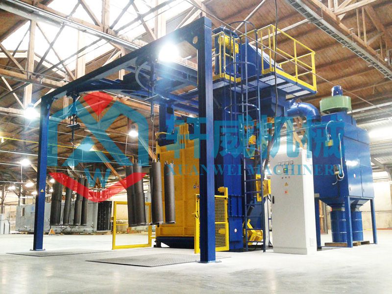 Double hook shot blasting machine