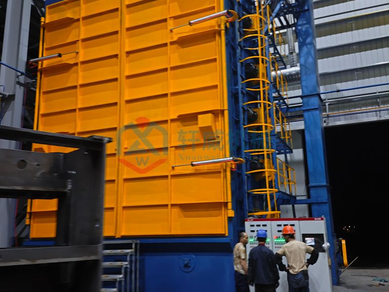 Large single hook shot blasting machine