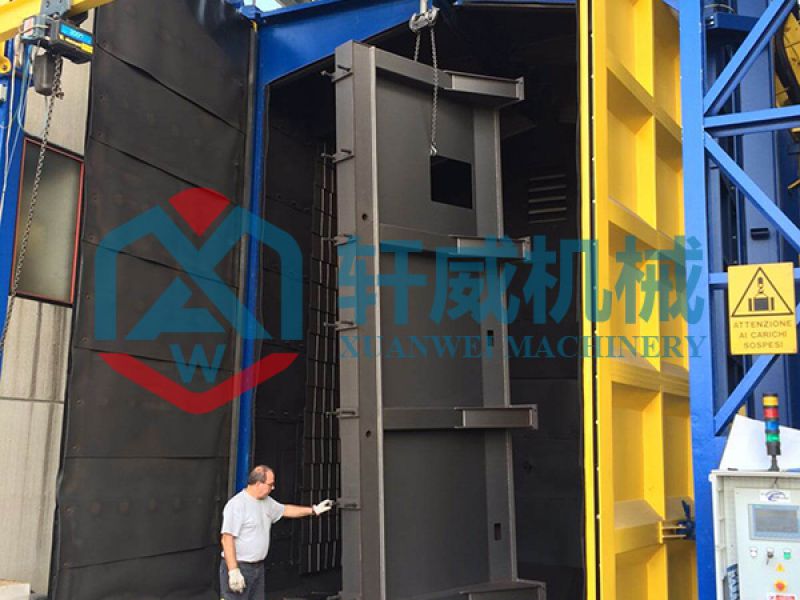 Shot blasting machine for large structural components