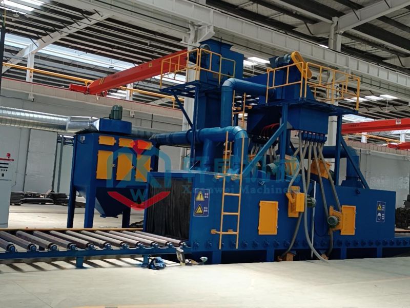 Large roller through shot blasting machine