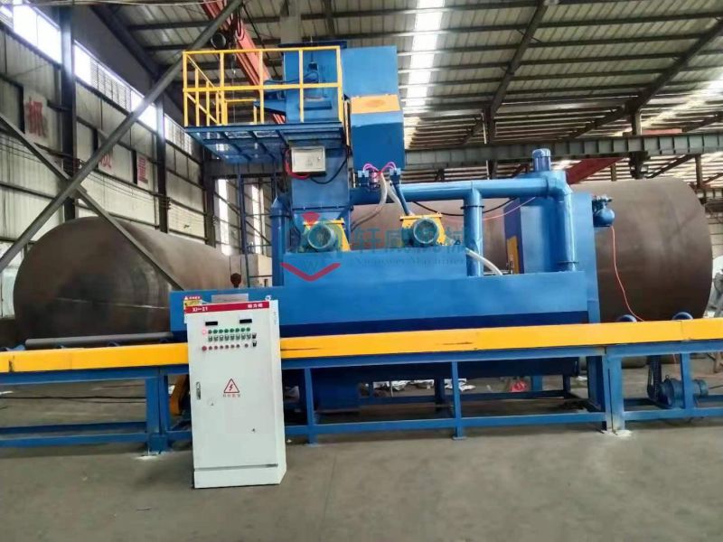 Steel pipe outer wall through shot blasting machine