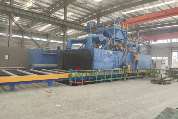 Profile through shot blasting machine