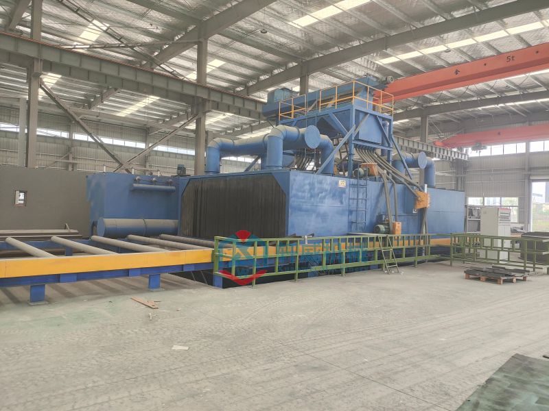 Profile through shot blasting machine