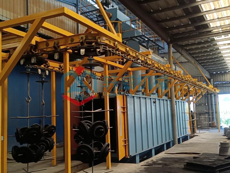 Automotive wheel suspension chain shot blasting machine