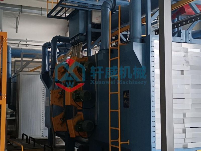 Aluminum die-casting suspension chain through shot blasting machine