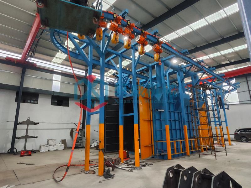 Structural component suspension chain shot blasting machine