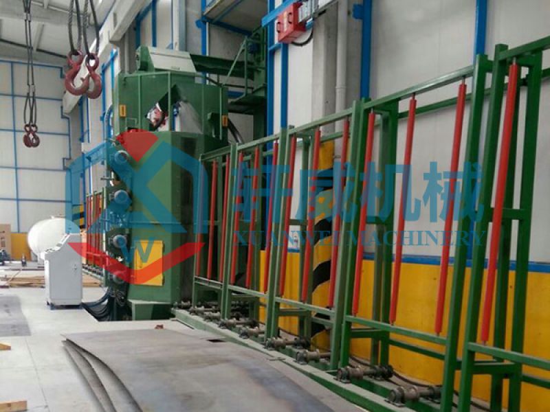 Plate inclined surface through shot blasting machine