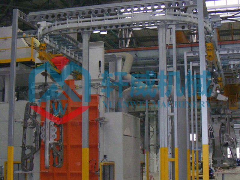 Through type suspension chain shot blasting machine