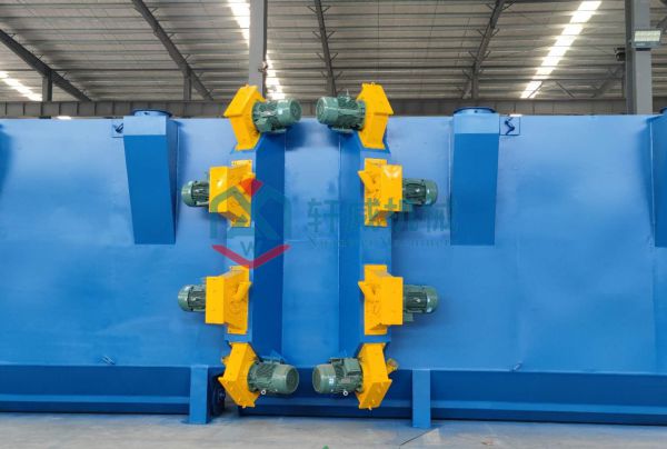 Large hanging chain through shot blasting machine