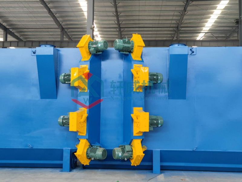 Large hanging chain through shot blasting machine