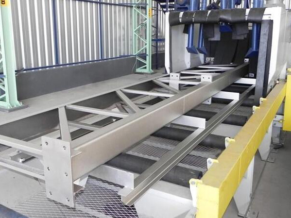 Shot blasting effect on steel structure